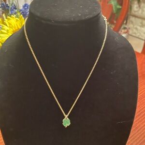 J. Crew Gold plated necklace with green crystals lucky charm